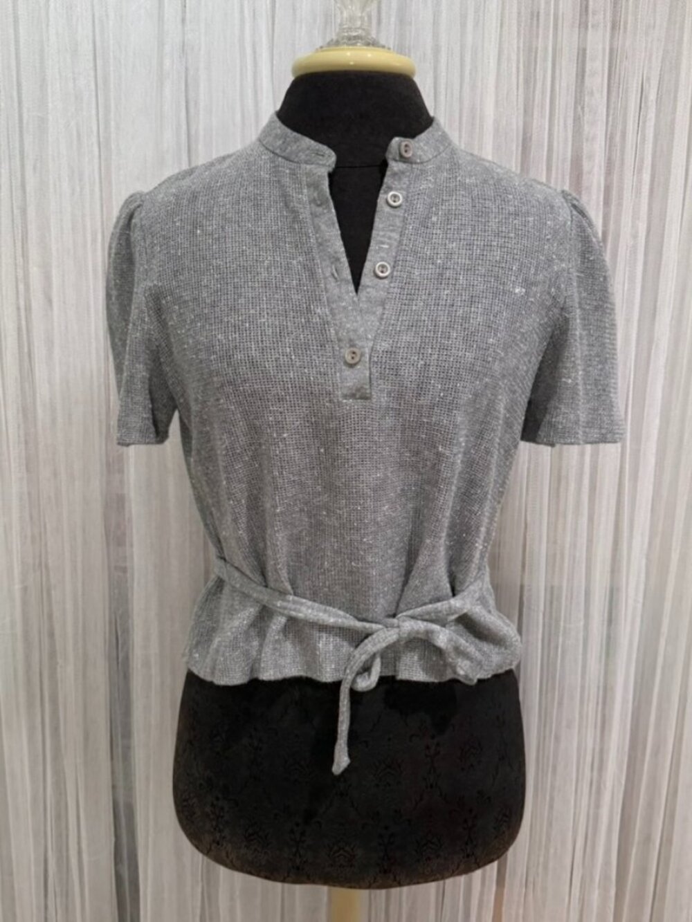 Vintage Marty Gutmacher Gray Short Sleeve Sweater ILGWU Union Made USA Size 8